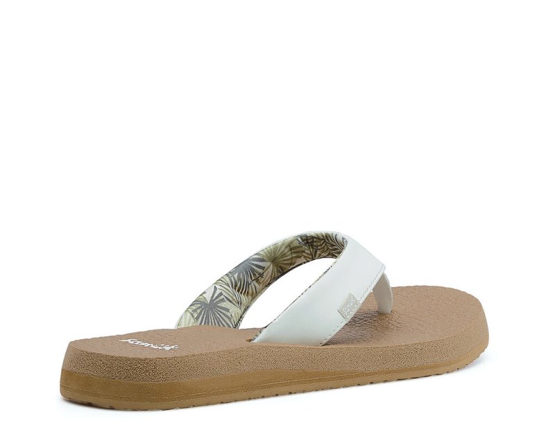 Sanuk Yoga Mat Cushioned Women's Flip Flops White / Brown | Canada 54AHK